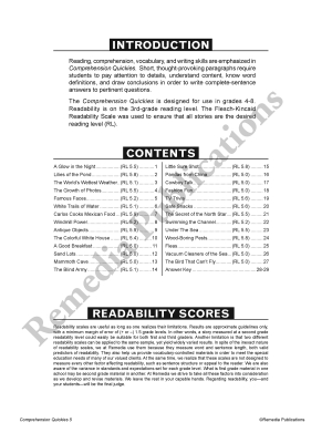 Comprehension Quickies (Reading Level 5) Comprehension Quickies (Reading Level 5)