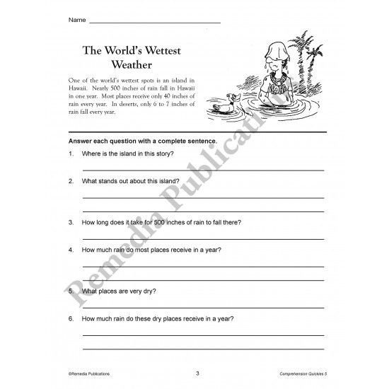 Comprehension Quickies (Reading Level 5)