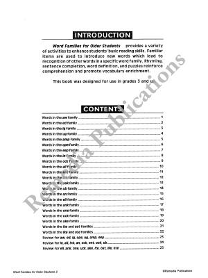 Word Families For Older Students (Book 2) Word Families For Older Students (Book 2)