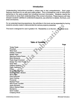Understanding Instructions: Arts & Crafts Projects Understanding Instructions: Arts & Crafts Projects
