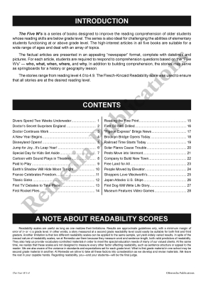 The Five W's (Reading Level 4) The Five W's (Reading Level 4)
