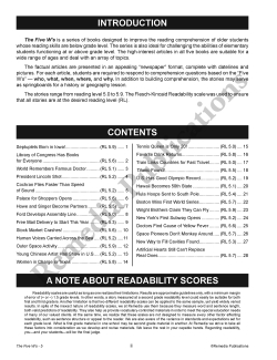 The Five W's (Reading Level 5) The Five W's (Reading Level 5)