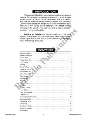 Specific Skills Series: Reading for Details (Reading Level 3) Specific Skills Series: Reading for Details (Reading Level 3)