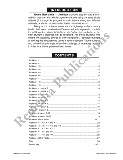 Timed Math Drills: Addition Timed Math Drills: Addition