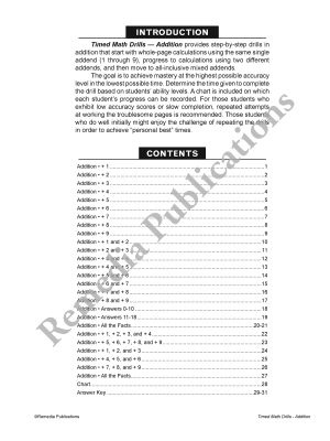 Timed Math Drills: Addition Timed Math Drills: Addition