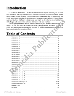 Easy Timed Math Drills: Subtraction Easy Timed Math Drills: Subtraction