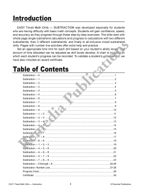 Easy Timed Math Drills: Subtraction Easy Timed Math Drills: Subtraction