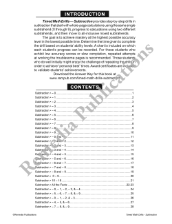 Timed Math Drills: Subtraction Timed Math Drills: Subtraction