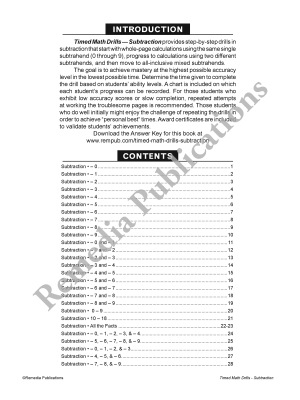 Timed Math Drills: Subtraction Timed Math Drills: Subtraction