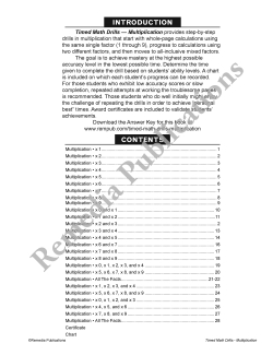 Timed Math Drills: Multiplication Timed Math Drills: Multiplication