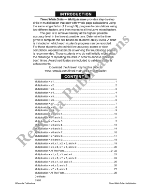 Timed Math Drills: Multiplication Timed Math Drills: Multiplication