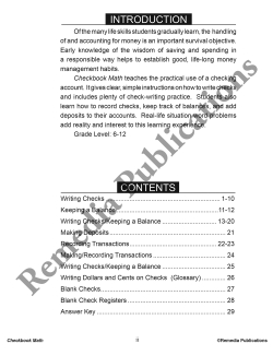Checkbook Math: Life Skills Math Series Checkbook Math: Life Skills Math Series