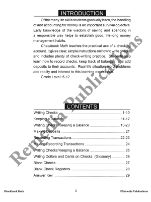 Checkbook Math: Life Skills Math Series Checkbook Math: Life Skills Math Series