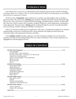 Independent Living: Getting A Place To Live Independent Living: Getting A Place To Live