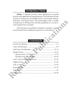 Time Concepts Series: Clocks (Grades 1-3) Time Concepts Series: Clocks (Grades 1-3)