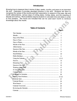 Calendars (Grades 4-6) Calendars (Grades 4-6)