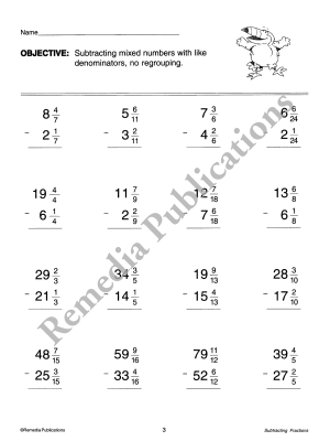 Subtracting Fractions Subtracting Fractions