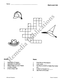 Phonics Crossword Puzzles Phonics Crossword Puzzles