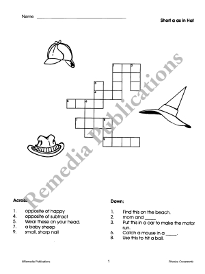 Phonics Crossword Puzzles Phonics Crossword Puzzles