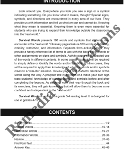 Essential Vocabulary: Survival Words Essential Vocabulary: Survival Words