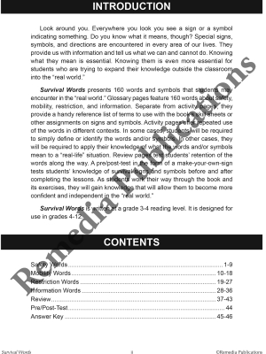 Essential Vocabulary: Survival Words Essential Vocabulary: Survival Words