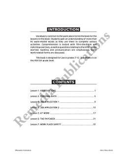 Life-Skill Lessons: Work Place Words