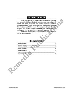 Life-Skill Lessons: Money Management Words Life-Skill Lessons: Money Management Words