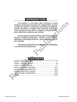 Life-Skill Lessons: Independent Living Words Life-Skill Lessons: Independent Living Words