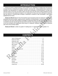 Essential Vocabulary: Restaurant Words Essential Vocabulary: Restaurant Words