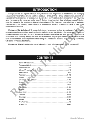 Essential Vocabulary: Restaurant Words Essential Vocabulary: Restaurant Words