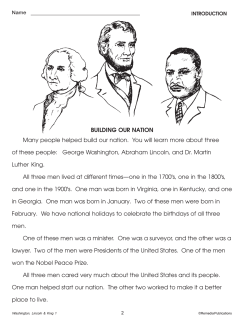 Washington, Lincoln, & Martin Luther King Unit for All Subjects - Grades 2-3 (eBook) Washington, Lincoln, & Martin Luther King Unit for All Subjects - Grades 2-3 (eBook)