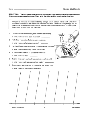 Time Line Math Word Problems & History (eBook)