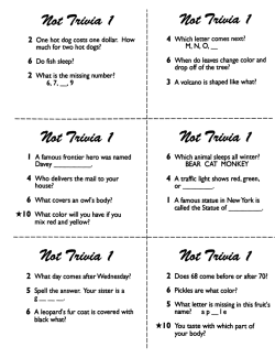 Not Trivia! Task Card Game for All Subjects (Grade 1) Not Trivia! Task Card Game for All Subjects (Grade 1)