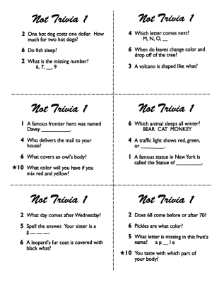 Not Trivia! Task Card Game for All Subjects (Grade 1) Not Trivia! Task Card Game for All Subjects (Grade 1)