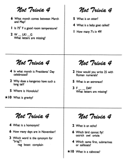 Not Trivia! Task Card Game for All Subjects (Grade 4) Not Trivia! Task Card Game for All Subjects (Grade 4)