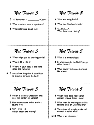 Not Trivia! Task Card Game for All Subjects (Grade 5) Not Trivia! Task Card Game for All Subjects (Grade 5)