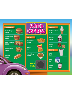 Subtracting Money: Drive-Thru Lunch Menu (Chapter Slice) Subtracting Money: Drive-Thru Lunch Menu (Chapter Slice)