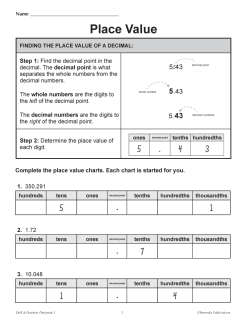 Decimals Place Value (Chapter Slice) Decimals Place Value (Chapter Slice)