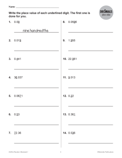 Decimals Place Value (Chapter Slice) Decimals Place Value (Chapter Slice)
