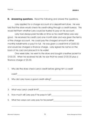 Using a Credit Card Life Skills Unit (Chapter Slice) Using a Credit Card Life Skills Unit (Chapter Slice)