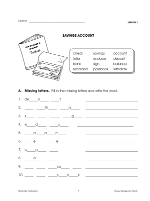Checking Account & Savings Account Life Skills Unit (Chapter Slice) Checking Account & Savings Account Life Skills Unit (Chapter Slice)