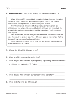 Learning to Drive Life Skills Unit (Chapter Slice) Learning to Drive Life Skills Unit (Chapter Slice)