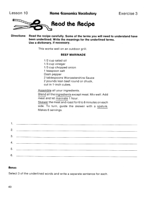 Home Economics & Vocational Education: Content Area Vocabulary (Chapter Slice) Home Economics & Vocational Education: Content Area Vocabulary (Chapter Slice)
