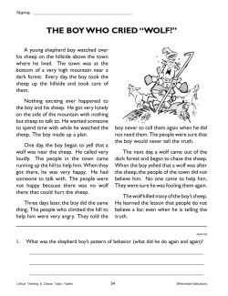 The Boy Who Cried Wolf: Critical Thinking & Classic Tales (Chapter Slice) The Boy Who Cried Wolf: Critical Thinking & Classic Tales (Chapter Slice)