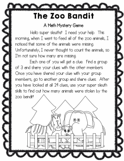 The Zoo Bandit: A Math Mystery Game The Zoo Bandit: A Math Mystery Game
