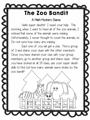The Zoo Bandit: A Math Mystery Game The Zoo Bandit: A Math Mystery Game
