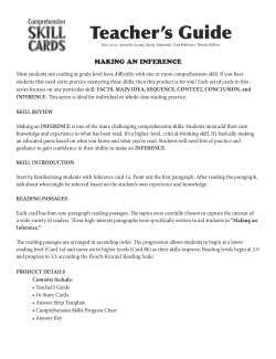 Comprehension Skill Cards - Making Inferences (RL 2.0-3.5) Comprehension Skill Cards - Making Inferences (RL 2.0-3.5)