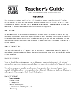 Comprehension Skill Cards - Sequence (RL 2.0-3.5) Comprehension Skill Cards - Sequence (RL 2.0-3.5)