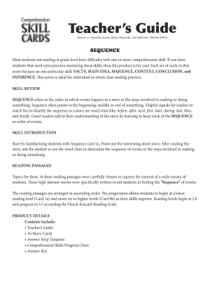 Comprehension Skill Cards - Sequence (RL 2.0-3.5) Comprehension Skill Cards - Sequence (RL 2.0-3.5)