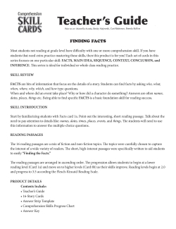 Comprehension Skill Cards - Finding Facts (RL 2.0-3.5) Comprehension Skill Cards - Finding Facts (RL 2.0-3.5)